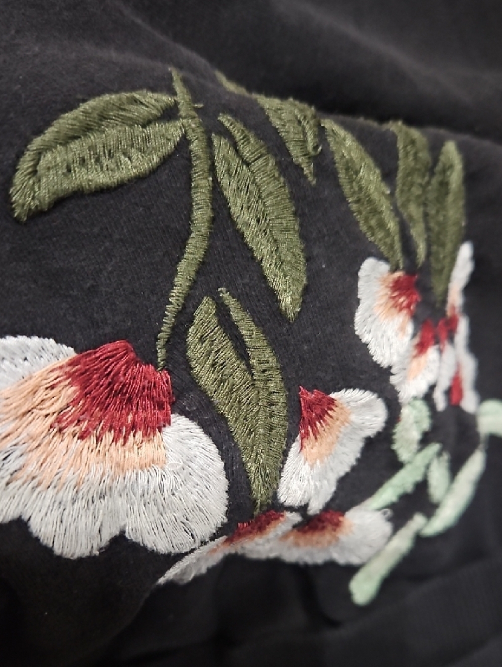 torrid Black Sweatshirt with Pink & Green Floral Embroidery - Picture 10 of 10